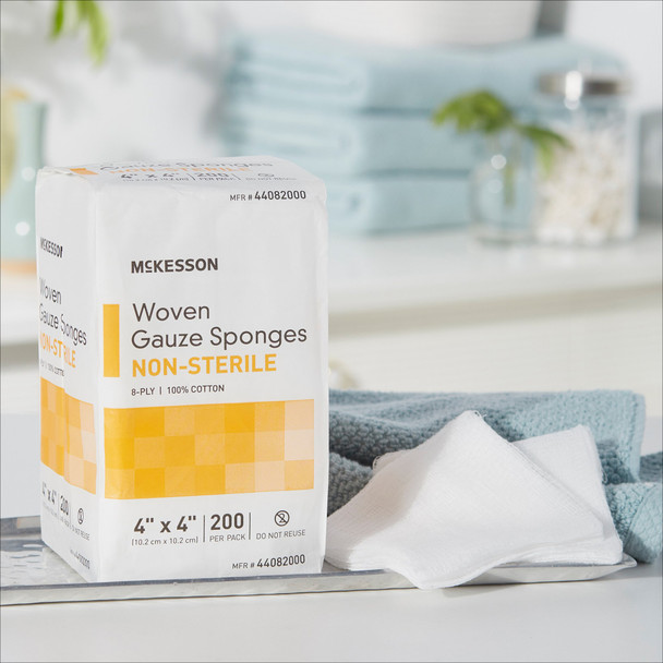 Gauze Sponge McKesson 4 X 4 Inch 200 per Pack NonSterile 8-Ply Square 200/BG