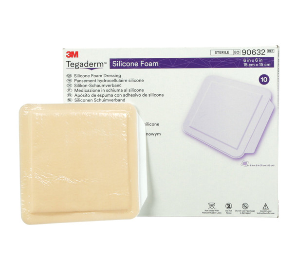 Foam Dressing 3M Tegaderm 4 X 4-1/4 Inch Without Border Film Backing Silicone Face Square Sterile