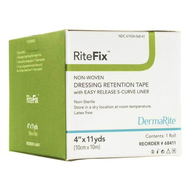 RiteFix Nonwoven Dressing Retention Tape, 4 Inch x 11 Yard, White