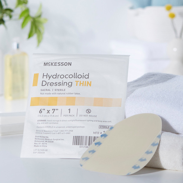 Thin Hydrocolloid Dressing McKesson 6 X 7 Inch Sacral 1/EA