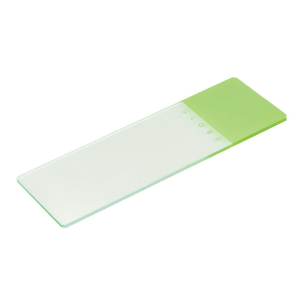 Globe 1324 Series Microscope Slide, Green Frosted End, 25 x 75 x 1.1 mm