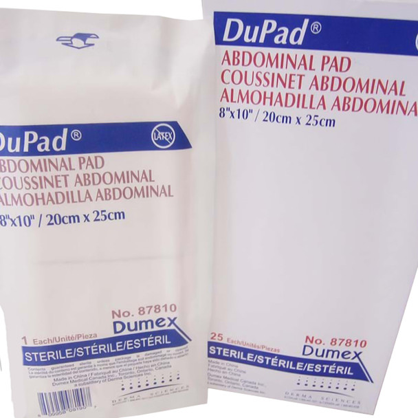DuPad Sterile Abdominal Pad, 8 x 10 Inch