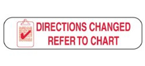 Barkley "Directions Changed Refer To Chart" Pharmacy Label, 3/8 x 1-5/8 Inch