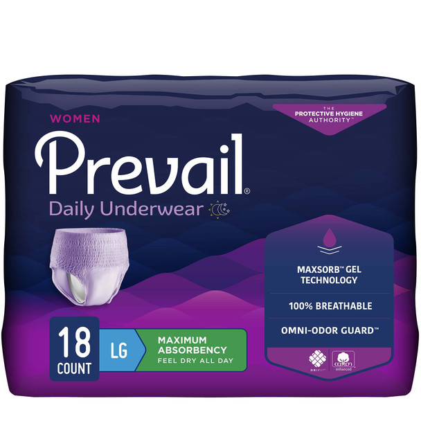 Prevail for Women Daily Absorbent Underwear, Large, Heavy Absorbency
