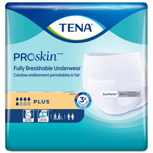 Unisex Adult Absorbent Underwear TENA ProSkin Plus Pull On with Tear Away Seams Medium Disposable Moderate Absorbency 20/PK