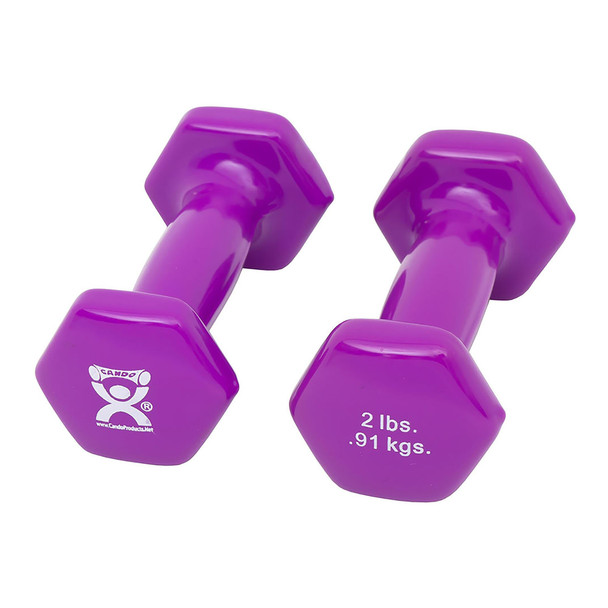CanDo Vinyl Coated Dumbbell, Violet, 2 lbs., Pair