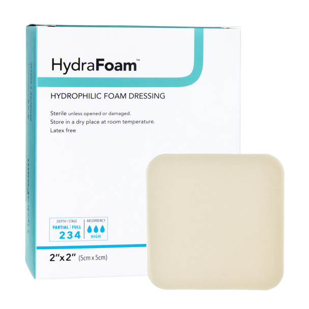 HydraFoam Nonadhesive without Border Foam Dressing, 2 x 2 Inch