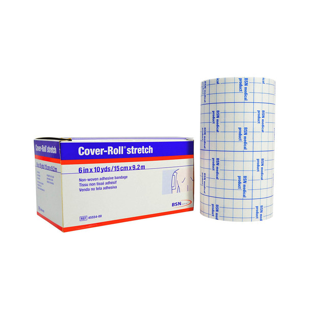 Cover-Roll Stretch Nonwoven Polyester Dressing Retention Tape, 6 Inch x 10 Yard, White