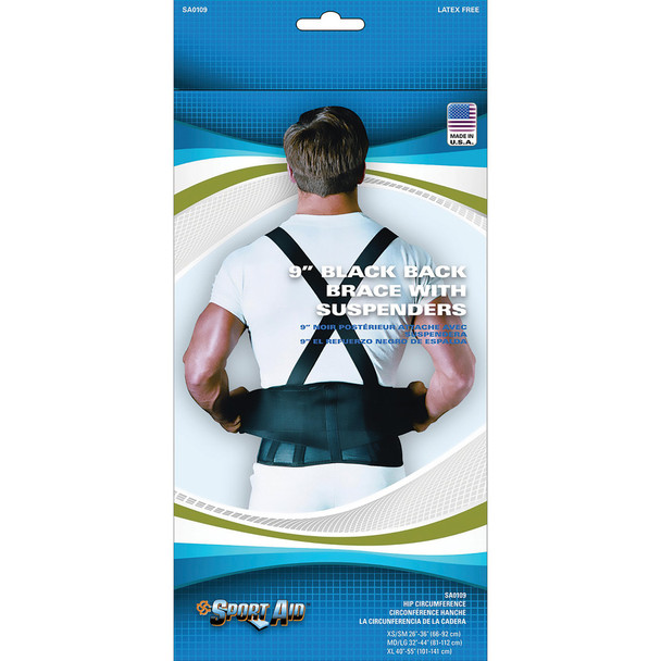 Sport-Aid Worker Back Support with Suspenders, Medium / Large