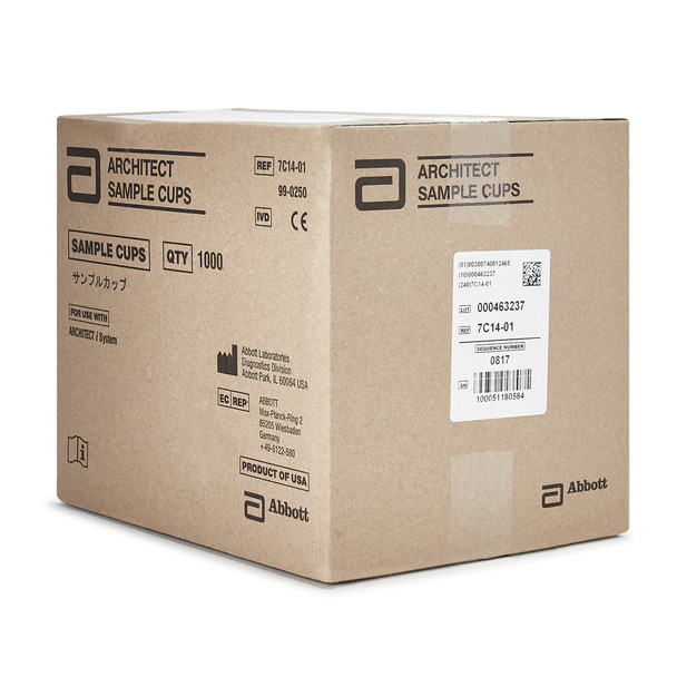 Sample Cup Architect For Architect C16000, C8000, Ci8200, i1000SR, i2000 and i2000SR Analyzers 250/BG Sample Cup Architect For Architect C16000, C8000, Ci8200, i1000SR, i2000 and i2000SR Analyzers 250/BG