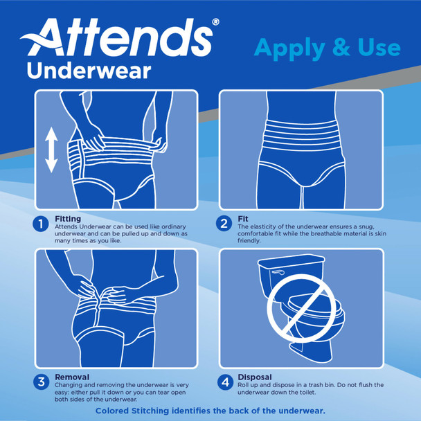 Unisex Adult Absorbent Underwear Attends Advanced Pull On with Tear Away Seams Medium Disposable Heavy Absorbency 4/CS