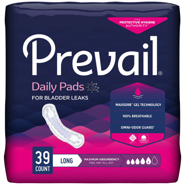 Prevail Daily Pads Maximum Bladder Control Pad, 13-Inch Length