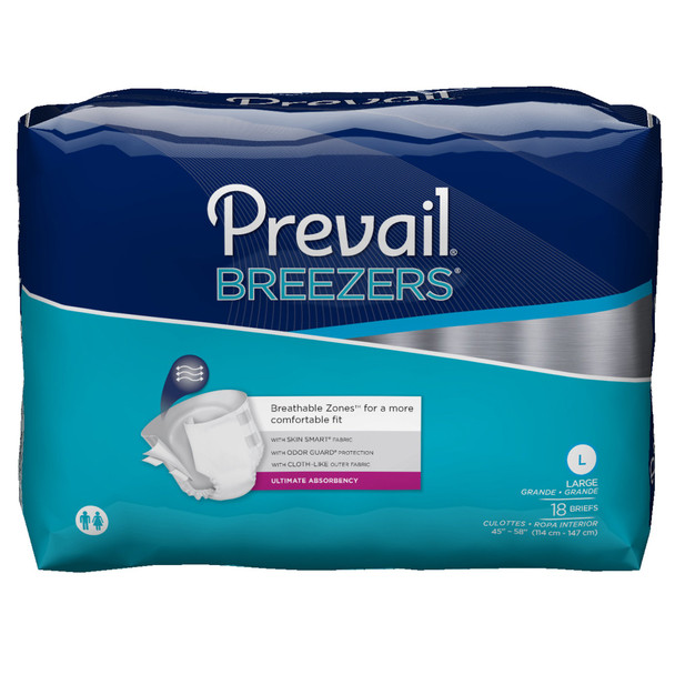 Prevail Breezers Ultimate Incontinence Brief, Large