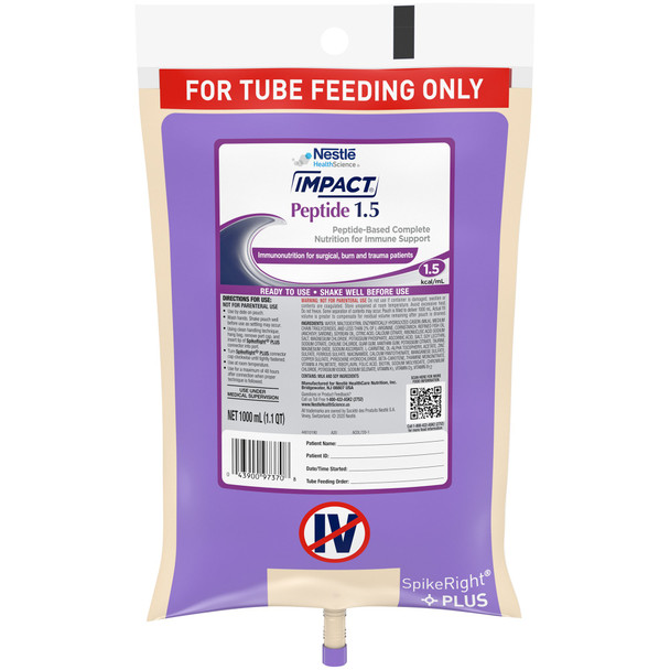 Impact Peptide 1.5 Tube Feeding Formula, 33.8 oz. Ready to Hang Bag
