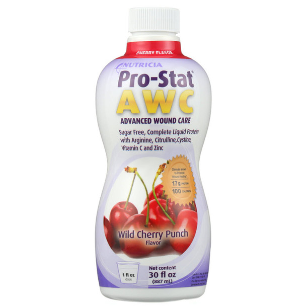Pro-Stat Sugar Free AWC Wild Cherry Punch Protein Supplement, 30-ounce Bottle