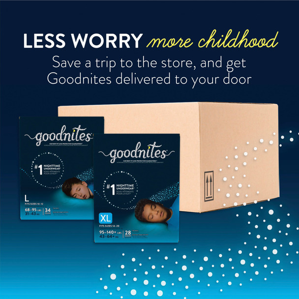 Male Youth Absorbent Underwear GoodNites Pull On with Tear Away Seams Size 5 / Large Disposable Heavy Absorbency 44/CS Male Youth Absorbent Underwear GoodNites Pull On with Tear Away Seams Size 5 / Large Disposable Heavy Absorbency 44/CS