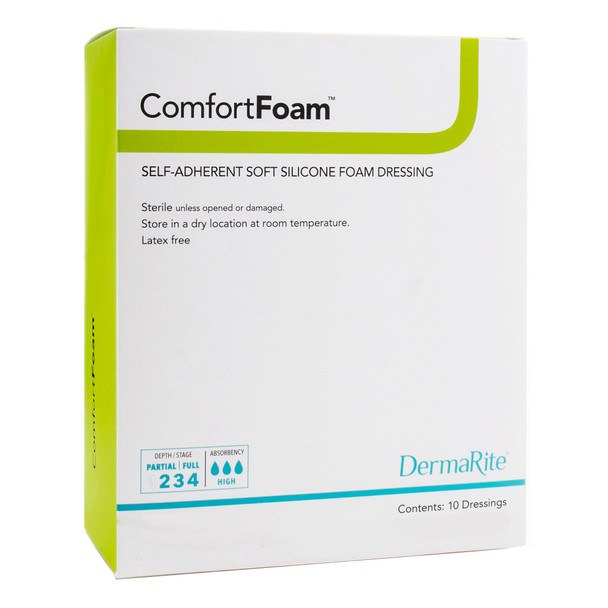 ComfortFoam Silicone Adhesive without Border Silicone Foam Dressing, 4 x 8 Inch