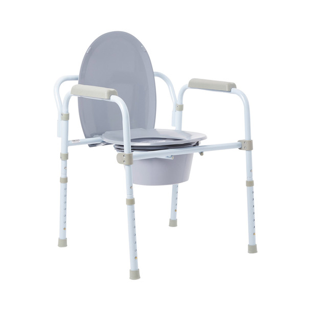 McKesson Folding, Fixed Arm, Steel Commode Chair, 17  23 Inch