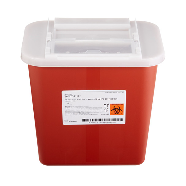 McKesson Prevent Sharps Container, 2 Gallon, 10-1/4 x 7 x 10-1/2 Inch