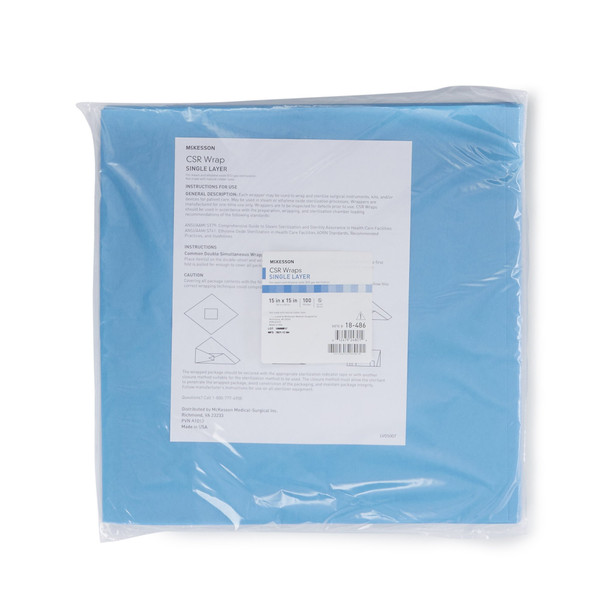 McKesson Single Layer Sterilization Wrap, 15 x 15 Inch