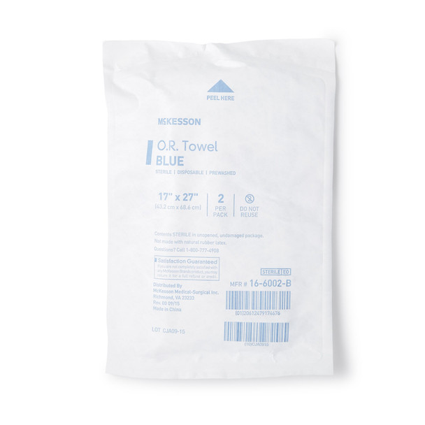 McKesson Sterile Blue O.R. Towel, 17 x 27 Inch