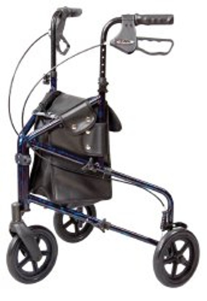 Carex Trio 3-Wheel Rolling Walker, 7.5 in. Wheel, 31.75 - 38 in. Handle, Blue, 250 lbs, Aluminum Frame