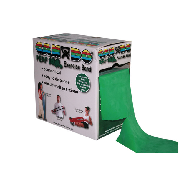 CanDo Perf 100 Exercise Resistance Band, Green, 5 Inch x 100 Yard, Medium Resistance