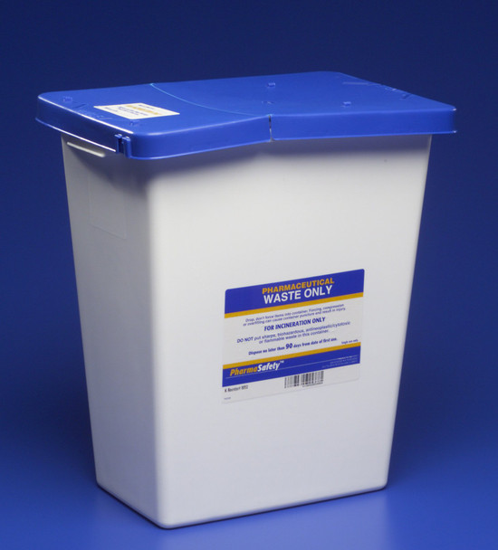 PharmaSafety Pharmaceutical Waste Container, 8 Gallon, 17¾ x 11 x 15½ Inch