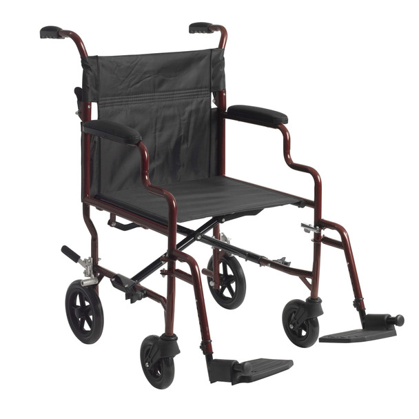 drive Bariatric Heavy-Duty Transport Chair, Black with Red Finish