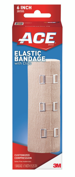 3M ACE Clip Detached Closure Elastic Bandage, 6 Inch x 5-1/3 Foot