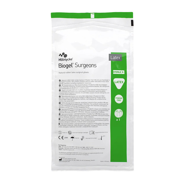 Biogel Surgeons Latex Surgical Glove, Size 8, Straw Color