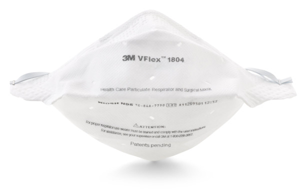 Particulate Respirator / Surgical Mask 3M VFlex Medical N95 Flat Fold Elastic Strap One Size Fits Most White NonSterile ASTM F1862 Adult