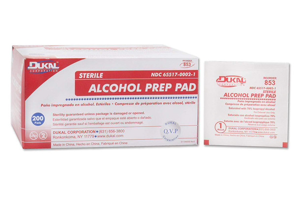 Alcohol Prep Pad Dukal 70% Strength Isopropyl Alcohol Individual Packet Medium Sterile