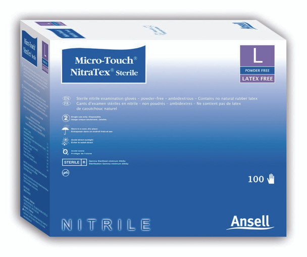 Micro-Touch Nitrile Extended Cuff Length Exam Glove, Medium, Blue