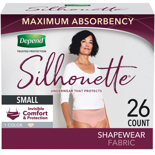 Female Adult Absorbent Underwear Depend Silhouette Pull On with Tear Away Seams Small Disposable Heavy Absorbency