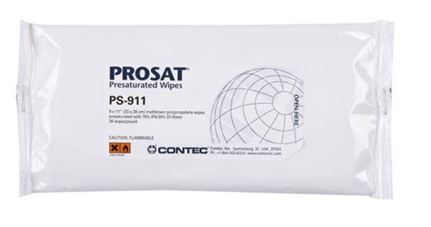 PROSAT Surface Disinfectant Cleaner Premoistened Cleanroom Manual Pull Wipe 30 Count Pouch Alcohol Scent NonSterile