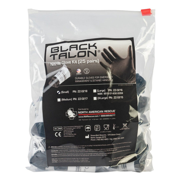 Black Talon Extended Cuff Length Exam Glove, Medium, Black