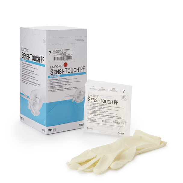 Encore Sensi-Touch PF Latex Surgical Glove, Size 7, Natural