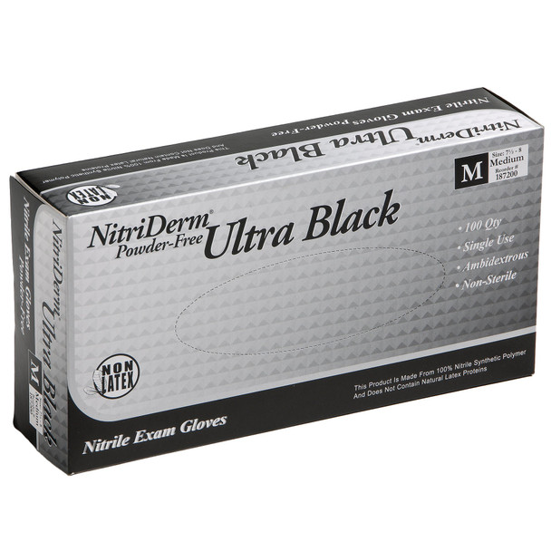 NitriDerm Ultra Black Nitrile Exam Glove, Medium, Black