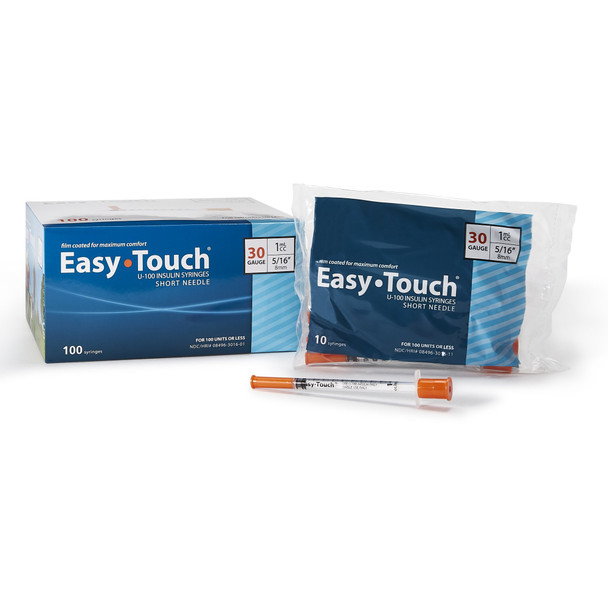 EasyTouch Insulin Syringe with Needle, 30 Gauge, 5/16 Inch