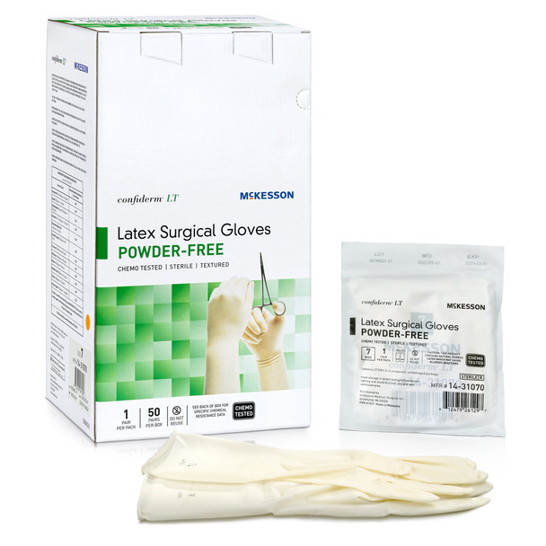 Confiderm LT Latex Surgical Glove, Size 7, Ivory