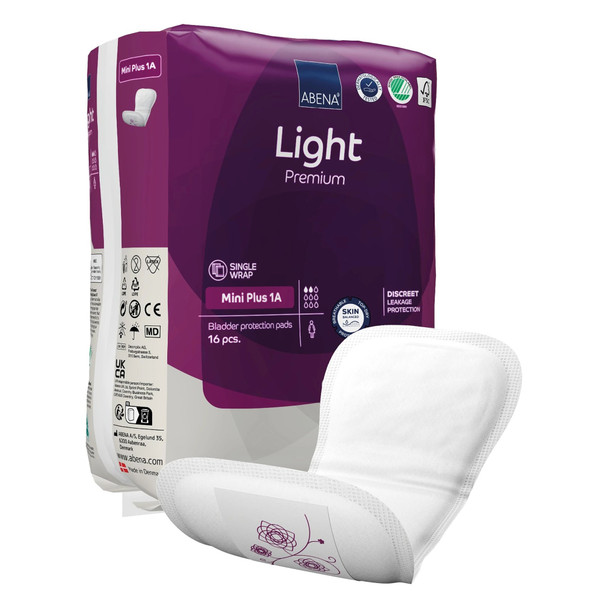 Abena Light Premium Bladder Protection Pads, Mini Plus 1A