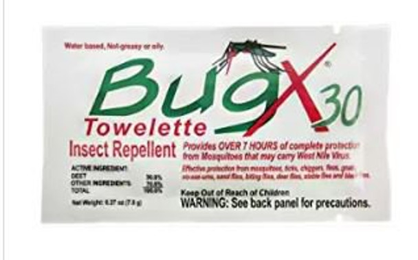 Insect Repellent BugX 30 Towelette Individual Packet