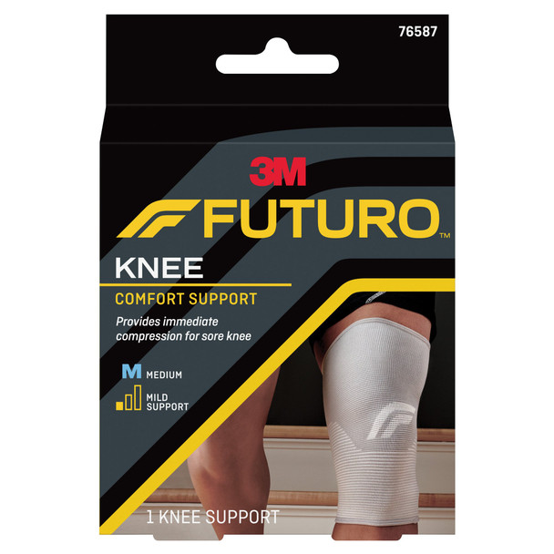 3M FUTURO Knee Support, Elastic, Pull-On, Gray, Medium