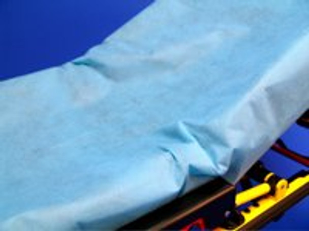 Stretcher Sheet SureFit Fitted Sheet 34 X 90 Inch Light Blue Nonwoven Polypropylene Disposable