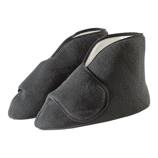 Silverts Deep and Wide Diabetic Bootie Slippers, Black, Medium