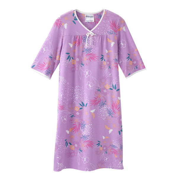 Silverts Shoulder Snap Patient Exam Gown, X-Large, Soft Tropical