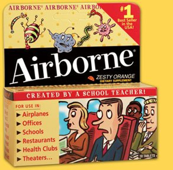 Airborne Immune Support Supplement Effervescent Tablets, Zesty Orange Flavor