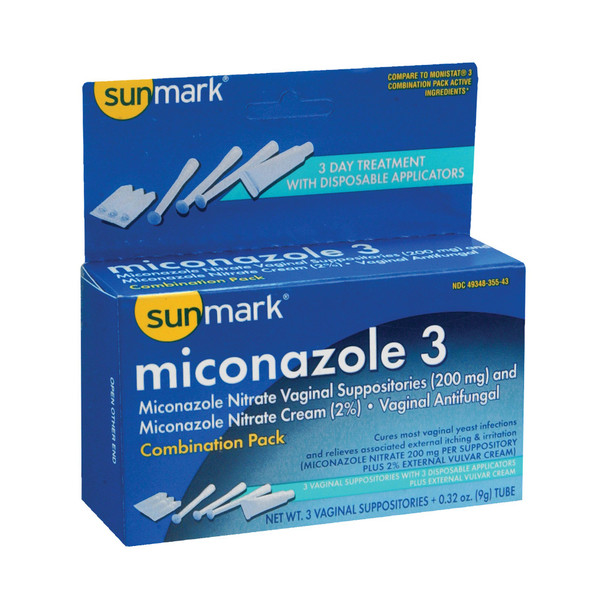 sunmark Miconazole 3 Vaginal Antifungal Combination Pack Disposable Applicators