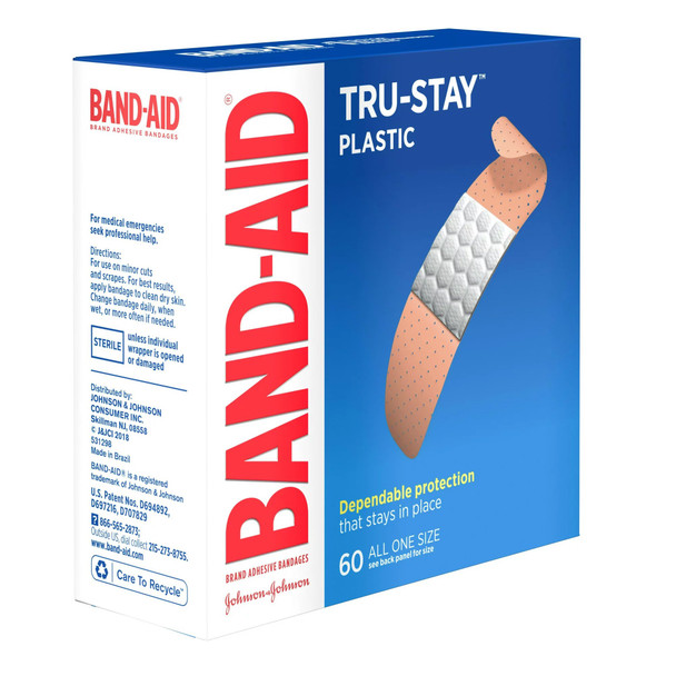 Adhesive Strip Band-Aid Tru-Stay 3/4 X 3 Inch Plastic Rectangle Tan Sterile